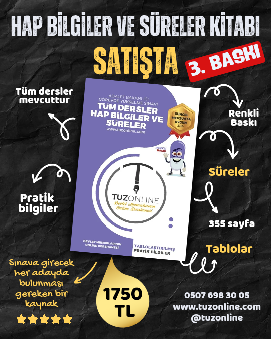 Adalet Bakanlığı GYS Hap Bilgiler ve Süreler Kitabı