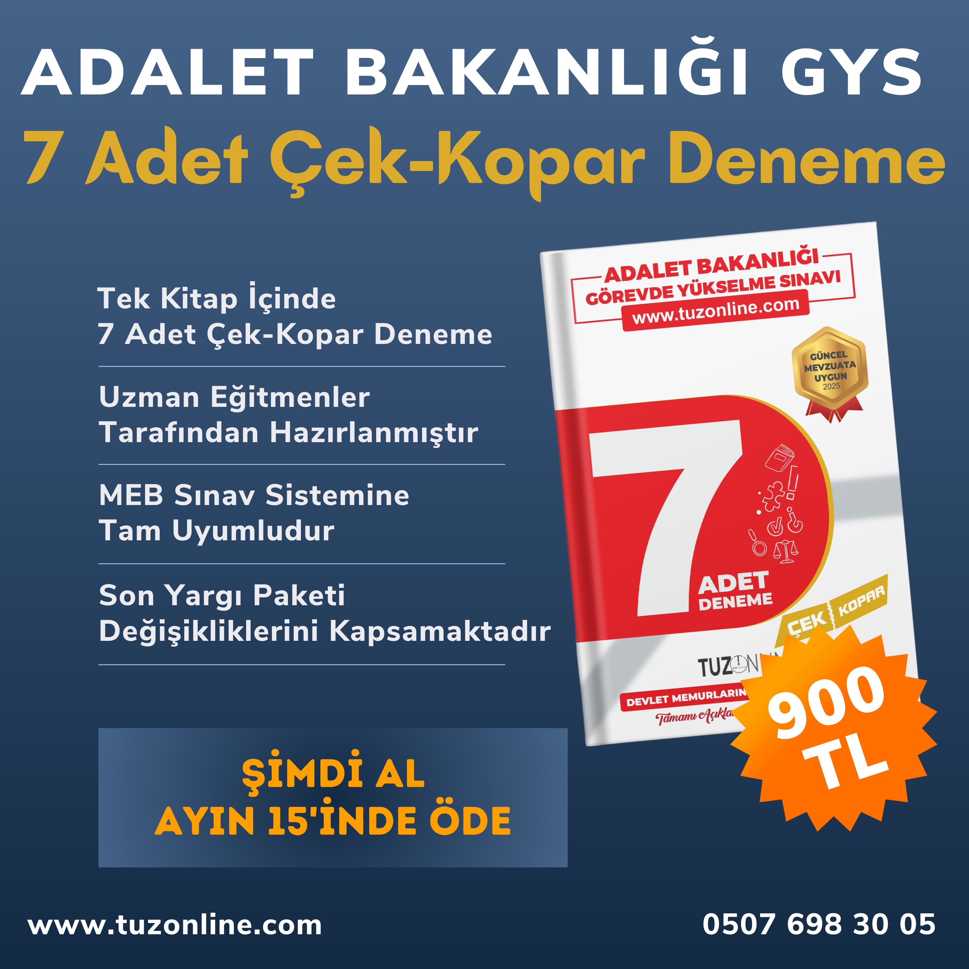 Adalet Bakanlığı GYS 7'li Deneme (Çek-Kopar)