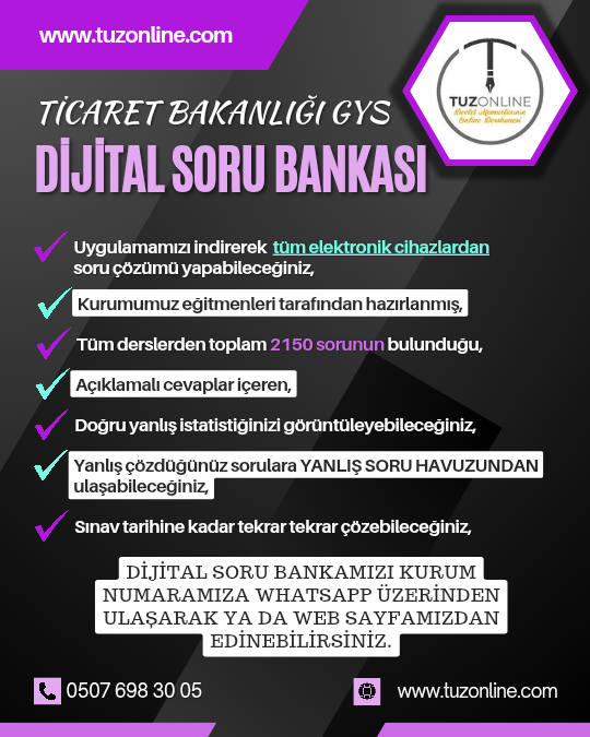 Ticaret Bakanlığı Dijital Soru Bankası (Ortak Konular)